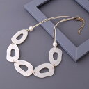 ホワイト アクリルリング ネックレス アクリルチェーン マーブル模様 フープ(4)
