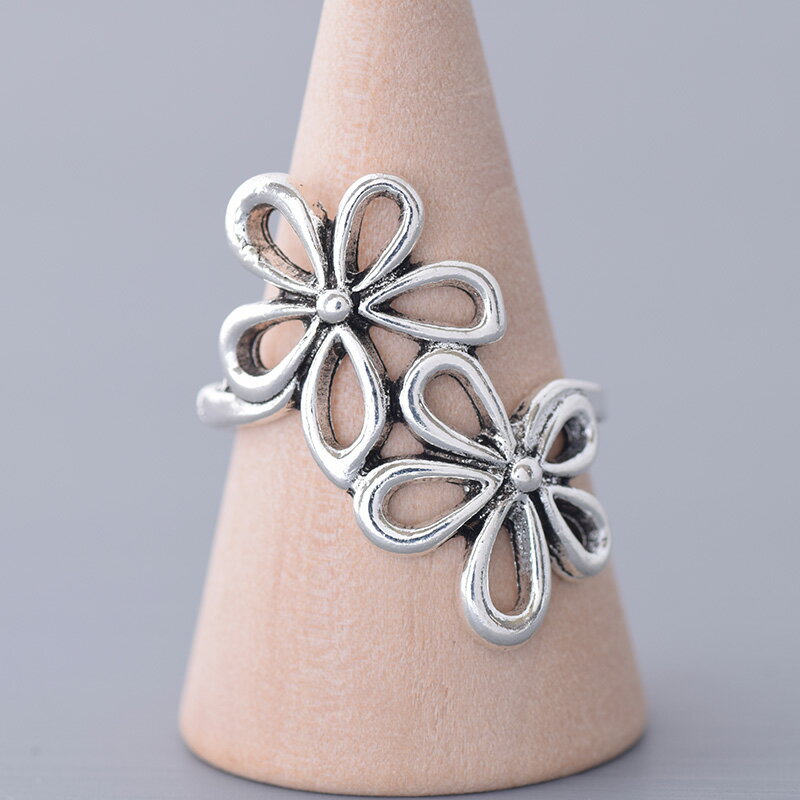 링 반지 꽃 식물 모티프 13~14호 실버 귀여운 패션 링 레이디스 액세서리