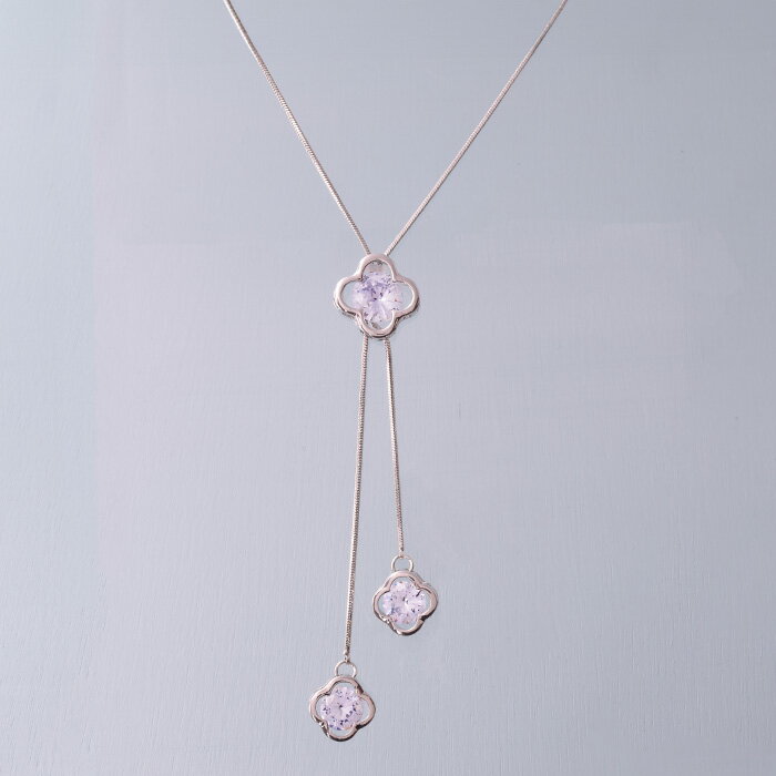 樂天商城 - ネックレス ラリエット ロングネックレス フラワー キュービックジルコニア 長さ調節可能