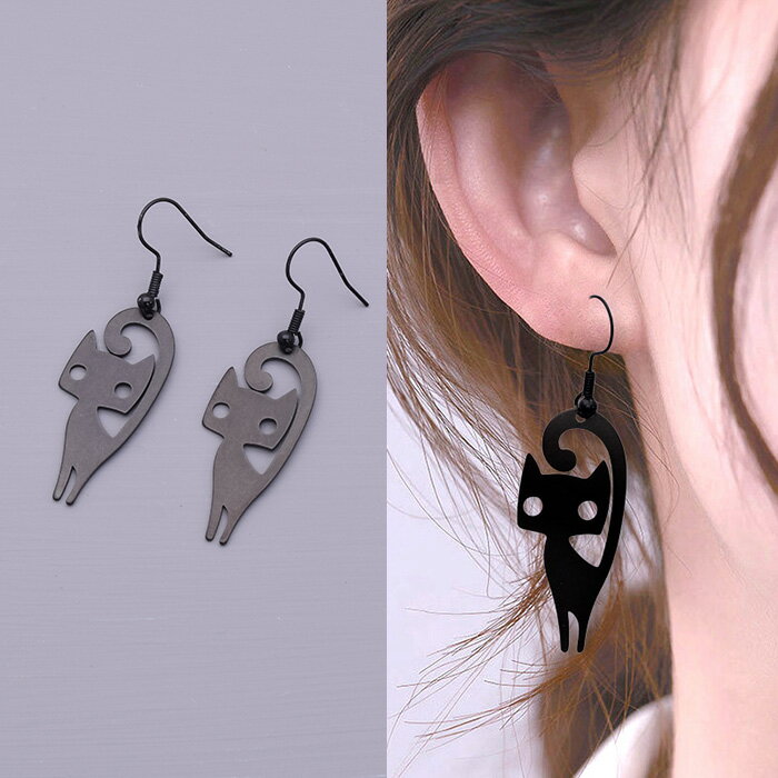 クロネコピアス かわいい しっぽ ハロウィン ハロウィンパーティー フックピアス