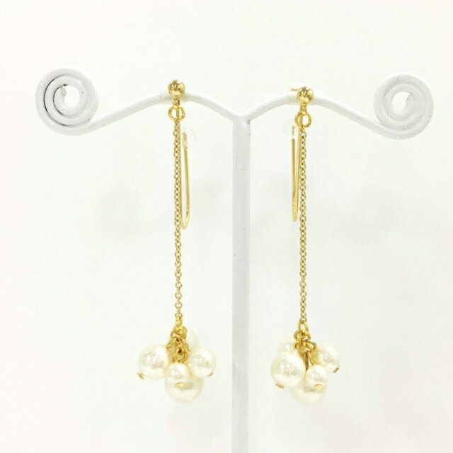 痛くないイヤリング 揺れパールイヤリング ピナチョコ