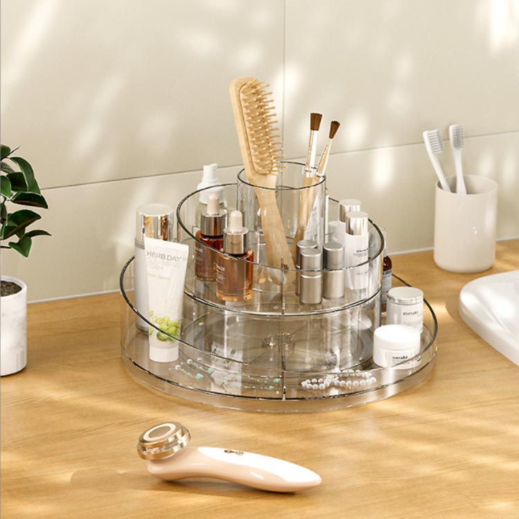 メイクブラシケース 回転式 大容量 クリア メイク収納ケース 卓上収納 マルチ収納 ...