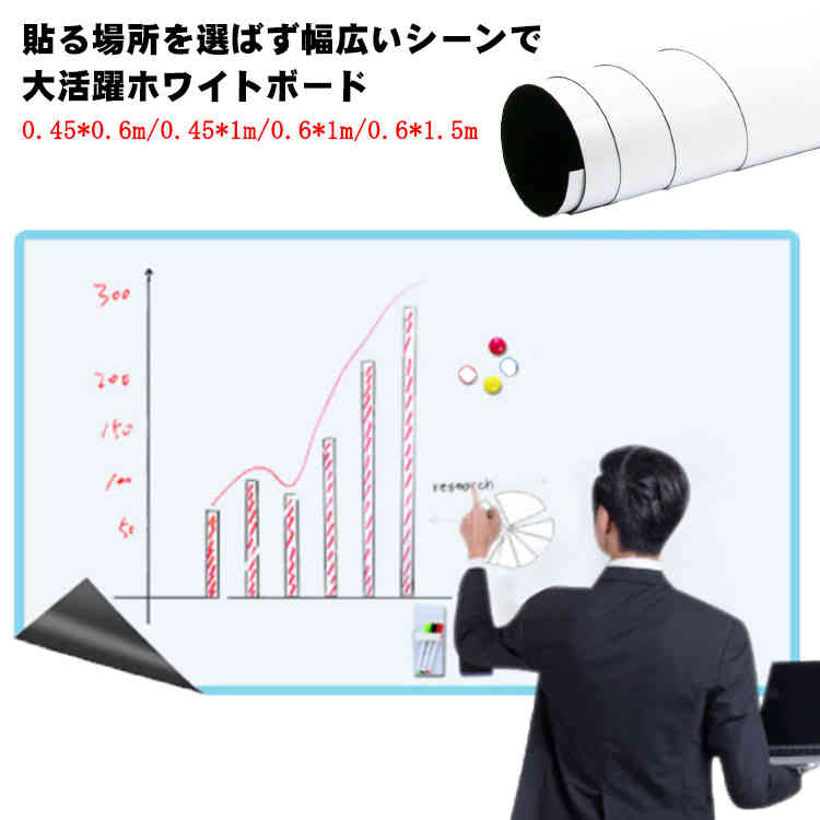 ホワイトボード シート おしゃれ マグネット 磁石対応 壁に貼る おえかき 遊び カット自由 子ども 知育 遊び 貼り付け簡単 省スペース 落書き メモ 自宅 ...