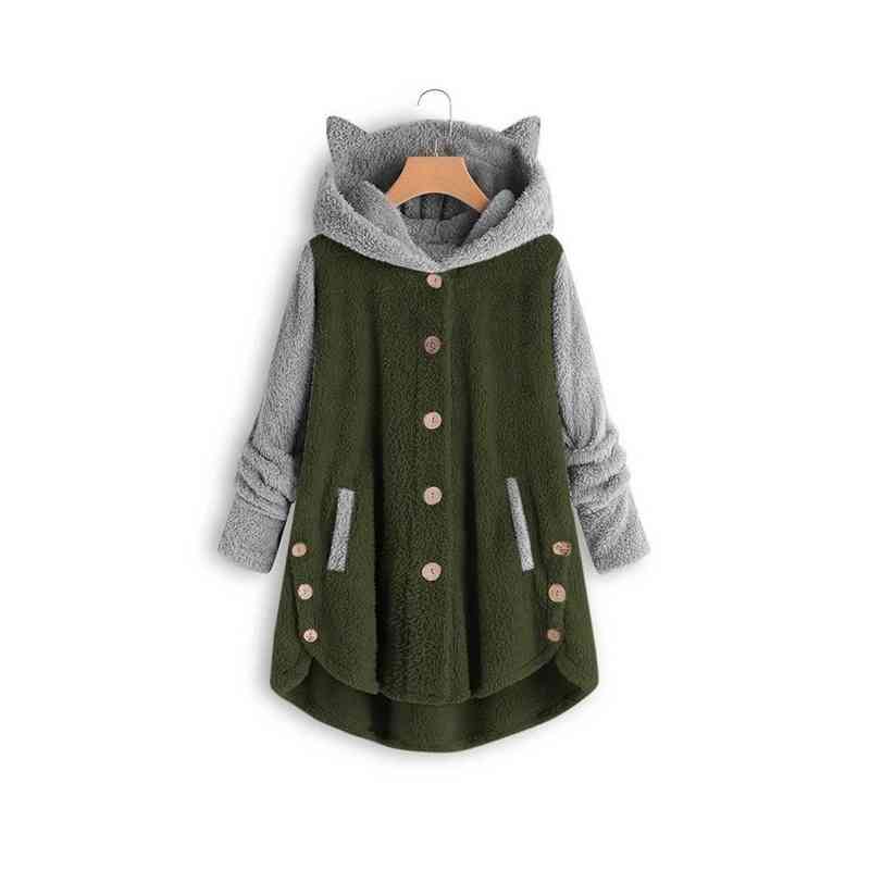 ルームウェア 防寒着 アウター コート 長袖 かわいい 猫耳 ジャケット レディース 裏起毛 無地 大きいサイズ 切替 フード付きジャケット ボアコート 部屋着 暖かい フード付き ボアロングコート アウター オシャレ カジュアルジャケット 秋冬