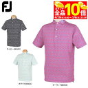 【GW期間中も休まず営業中♪】 【60%OFF】フットジョイ メンズ リゾートモチーフプリント 総柄 4WAYストレッチ バイカラー 半袖 ポロシャツ FJ-S...