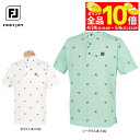 【GW期間中も休まず営業中♪】 【50%OFF】フットジョイ メンズ ロゴ刺繍 飛び柄 フラワープリント 4WAYストレッチ 半袖 ポロシャツ FJ-S24-S...