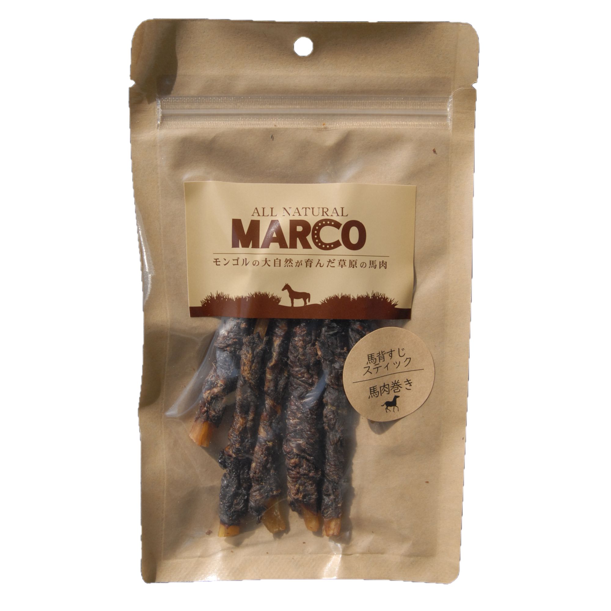 MARCO 馬背筋スティック馬肉巻 犬用(40g)　ドッグ　おやつ　ペットフード　　FLF