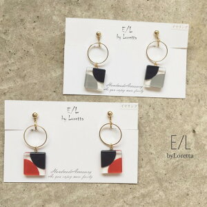 Square color hoop pierce/earringE/L byLoretta EL Хå accessory ꡼ ͳѡԥ󥰡󡡤ͤ顡å׼ġ졼ͥӡåɡޥ顼ϥɥᥤ