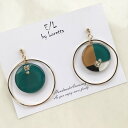 3color big hoop pierce/earring(Green) E/L byLoretta EL エルバイロレッタ accessory アクセサリー　マルチカラー　グリーン　ベージュ　ブラック　ピアス　イヤリング　選択可　チタン　樹脂　ねじ式　クリップ式　ハンドメイド　両耳セット　ビッグフープ