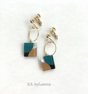 Square color hoop pierce/earring(Green)E/L byLoretta EL Хå accessory ꡼꡼󡡥١塡֥åꥢޥ顼ͳѡաסԥ󥰡󡡤ͤå׼顡ϥɥᥤɡξå