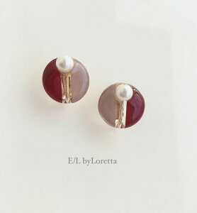 Circle bi-color Pearl pierce/earring(Bordeaux)E/L byLoretta EL Хå accessory ꡼롡Х顼ܥɡ磻åɡ١塡ԥ󥰡󡡤ͤ顡å׼ξåȡϥɥᥤ