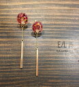 Flower chain stick pierce/earring(Red) アクセサリー ピアス イヤリング レディース 花 レッド 赤 GOLD ゴールド 金 女性 大人可愛い フェミニン 上品 お洒落 おしゃれ カジュアル エルバイロレッタ E/L byLoretta E/L