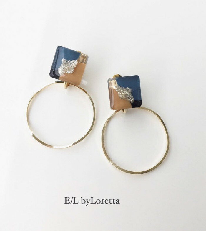 3color square hoop pierce/earring(Blue)@E/L byLoretta EL GoCb^ accessory ANZT[@t[v@lp@XNGA@Ђ`@u[@ubN@x[W@}`J[@sAX@CO@`^@@˂@Nbv@Zbg@nhCh