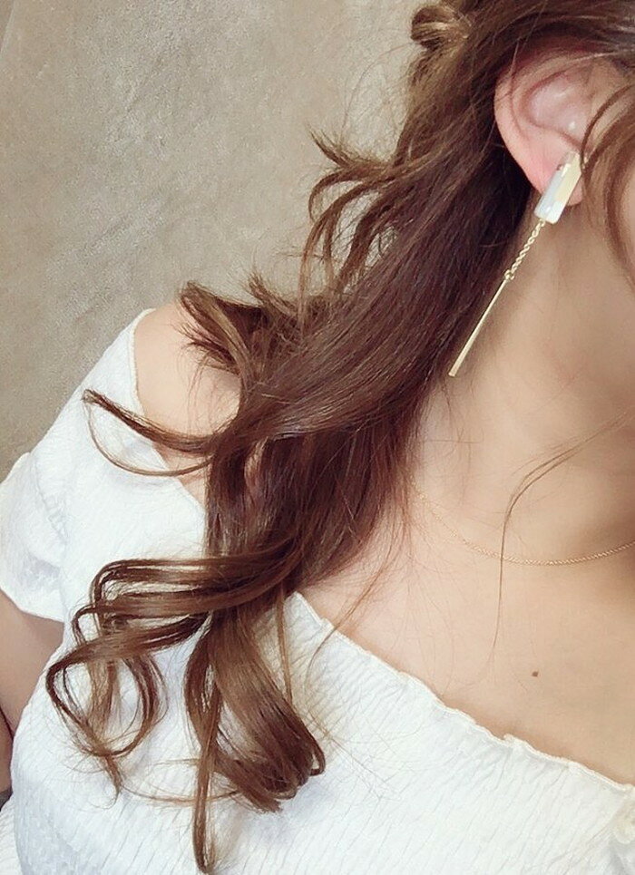 Asymmetry 3color stick pierce/earring(Lemon)　E/L byLoretta EL エルバイロレッタ accessory アクセサリー　スティック　レモン　イエロー　グレー　ホワイト　マルチカラー　ピアス　イヤリング　チタン　樹脂　ねじ式　クリップ式　両耳セット　ハンドメイドの商品画像 3