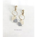 Square color hoop pierce/earring(Ivory×Gray) E/L byLoretta EL エルバイロレッタ accessory アクセサリー スクエア 四角 アイボリー ホワイト グレー マルチカラー ピアス イヤリング チタン 樹脂 ねじ式 クリップ式 両耳セット ハンドメイド