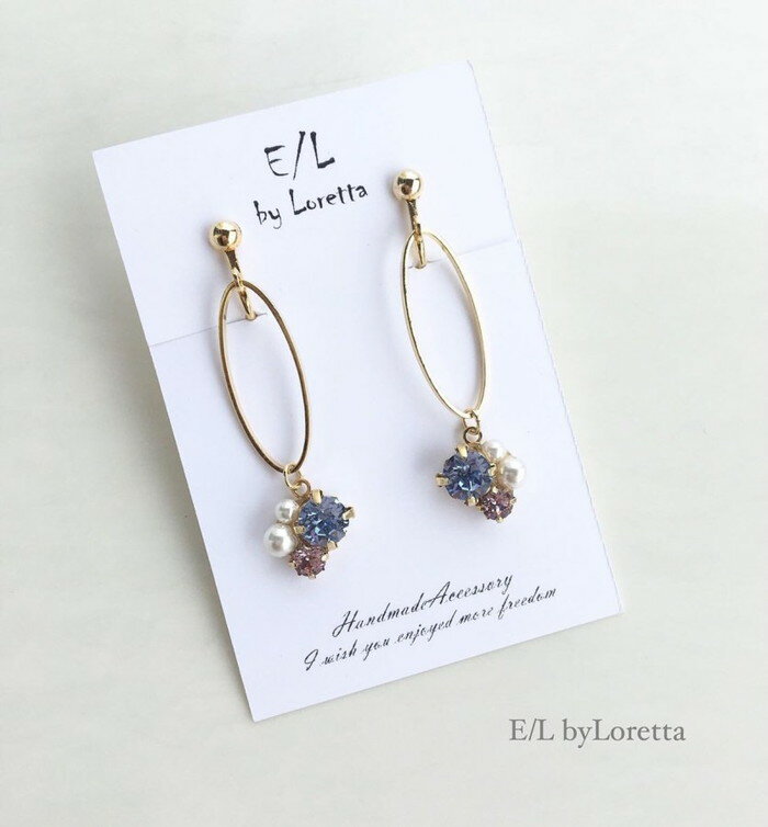 Bijou oval hoop pierce/earring(Light sapphire)@E/L byLoretta EL GoCb^ accessory ANZT[@t[v@rW@WG[@CgTt@CA@sAX@CO@`^@@Nbv@˂@Zbg@nhCh