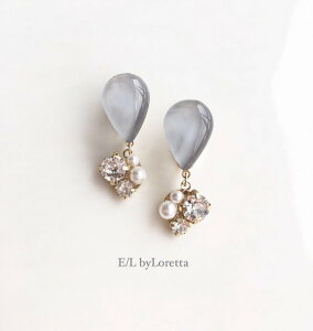 Color shizuku bijou pierce/earring(Gray)E/L byLoretta EL Хå accessory ꡼ɥåסӥ塡졼ԥ󥰡ġ󡡼顡ͤå׼ξåȡϥɥᥤ