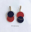 Asymmetry color pallet pierce/earring(Red×Navy)　E/L byLoretta EL エルバイロレッタ accessory アクセサリー　アシンメトリー　パレット　レッド　ネイビー　ピアス　イヤリング　チタン　樹脂　ねじ式　クリップ式　両耳セット　ハンドメイド