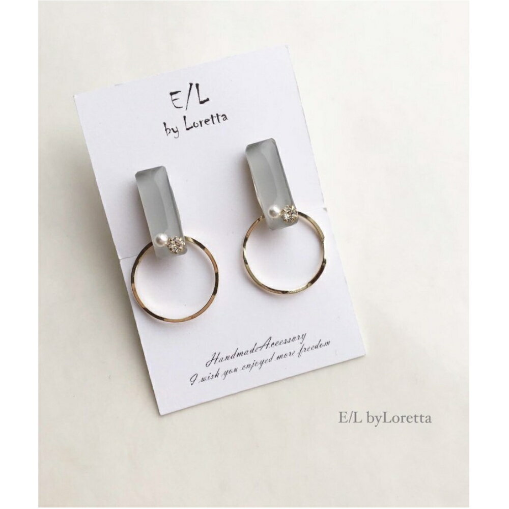 Color bijou stick hoop pierce/earring(Gray)E/L byLoretta EL Хå ...