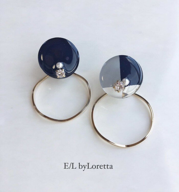 2way 3color hoop pierce/earring(Navy)@E/L byLoretta EL GoCb^ accessory ANZT[@2EFC@t[v@lCr[@u[@O[@zCg@NA@}`J[@sAX@CO@Zbg@nhCh