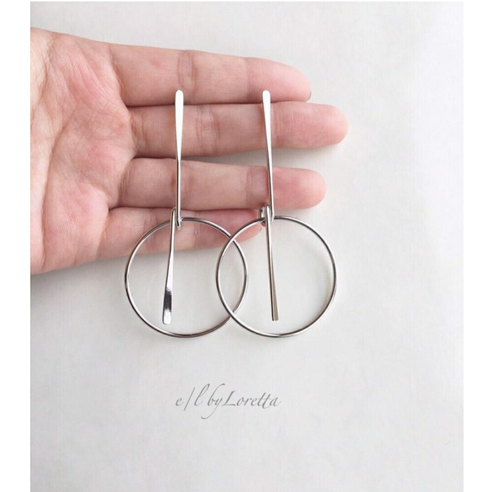 Metal stick hoop pierce(Silver)