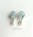 パールピアス KAKERA pearl pierce/earring 1(Mint)　E/L byLoretta EL エルバイロレッタ accessory アクセサリー　カケラ　パール　ミント　ブルー　ピアス　イヤリング　チタン　樹脂　クリップ式　ねじ式　両耳セット　ハンドメイド