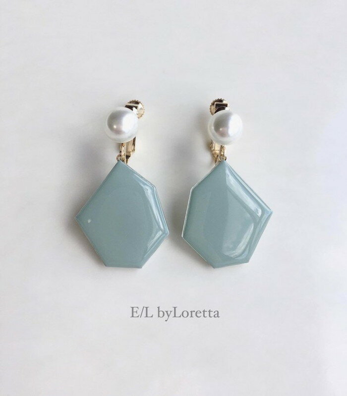 KAKERA pearl pierce/earring 2(Mint)　E/L byLoretta EL エルバイロレッタ accessory アクセサリー　パール　ピアス　イヤリング　カケラ　ミント　グリーン　チタン　ねじ式　選択可　両耳セット　ハンドメイド