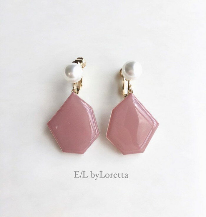 パールピアス KAKERA pearl pierce/earring 2(Pink)　E/L byLoretta EL エルバイロレッタ accessory アクセサリー　パール　ピアス　イヤリング　カケラ　ピアス　チタン　ねじ式　選択可　両耳セット　ハンドメイド