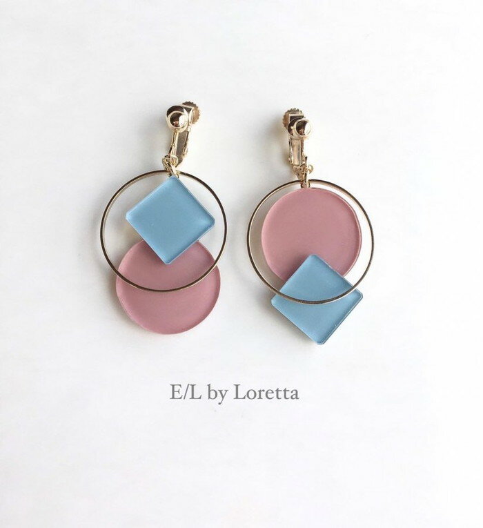 Square  circle color pallet pierce/earring(Light BluePink)E/L byLoretta EL Хå accessory ꡼롡ݡͳѡѥåȡ饤ȥ֥롼ԥ󥯡ԥ󥰡󡡼顡ͤå׼ξå