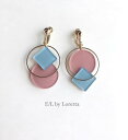 Square × circle color pallet pierce/earring(Light Blue×Pink) E/L byLoretta EL エルバイロレッタ accessory アクセサリー サークル スクエア 丸 四角 パレット ライトブルー ピンク ピアス イヤリング チタン 樹脂 ねじ式 クリップ式 両耳セット