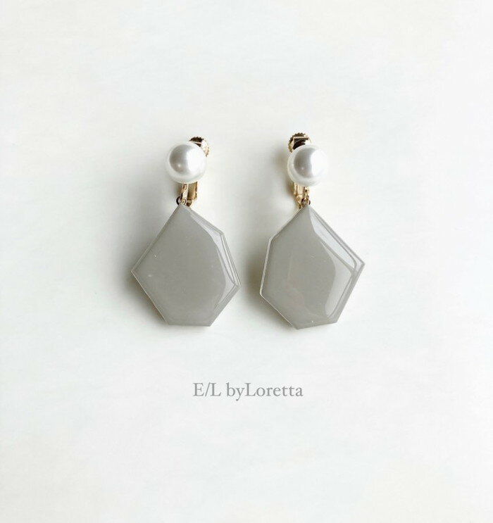 パールピアス KAKERA pearl pierce/earring 2(Beige)　E/L byLoretta EL エルバイロレッタ accessory アクセサリー　カケラ　パール　ベージュ　ホワイト　グレー　ピアス　イヤリング　チタン　ねじ式　選べる　両耳セット　ハンドメイド　落ち着いた　カジュアル