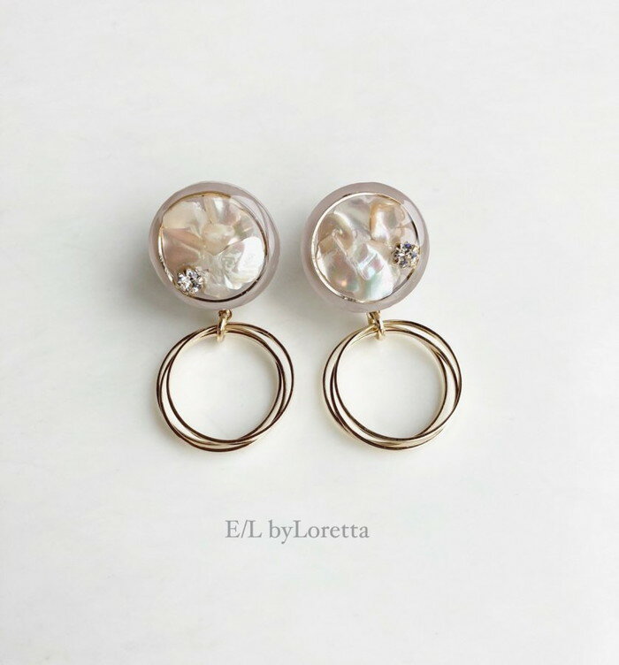 Mini circle shell triple hoop pierce/earring(Smoky Pink)@E/L byLoretta EL GoCb^ accessory ANZT[@~jT[N@VF@Lk@gv@t[v@X[L[sN@sN@sAX@CO@`^@@˂@Nbv@Zbg