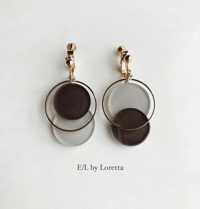 Asymmetry color pallet pierce/earring(BrownBeige)E/L byLoretta EL Хå accessory ꡼ȥ꡼ѥåȡ֥饦󡡥١塡ޯ󡡼顡ͤå׼ξåȡϥɥᥤɡ٤