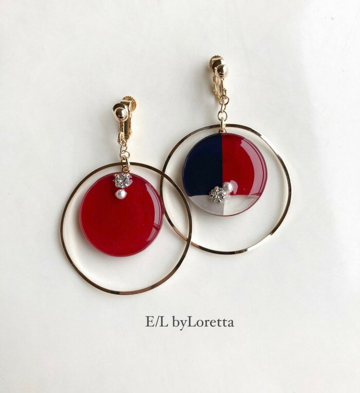 3color big hoop pierce/earring(Red)E/L byLoretta EL Хå accessory ꡼ӥåաסåɡ֡ͥӡġ졼ޥ顼ԥ󥰡󡡼顡å׼ͤξåȡϥɥᥤɡޯ