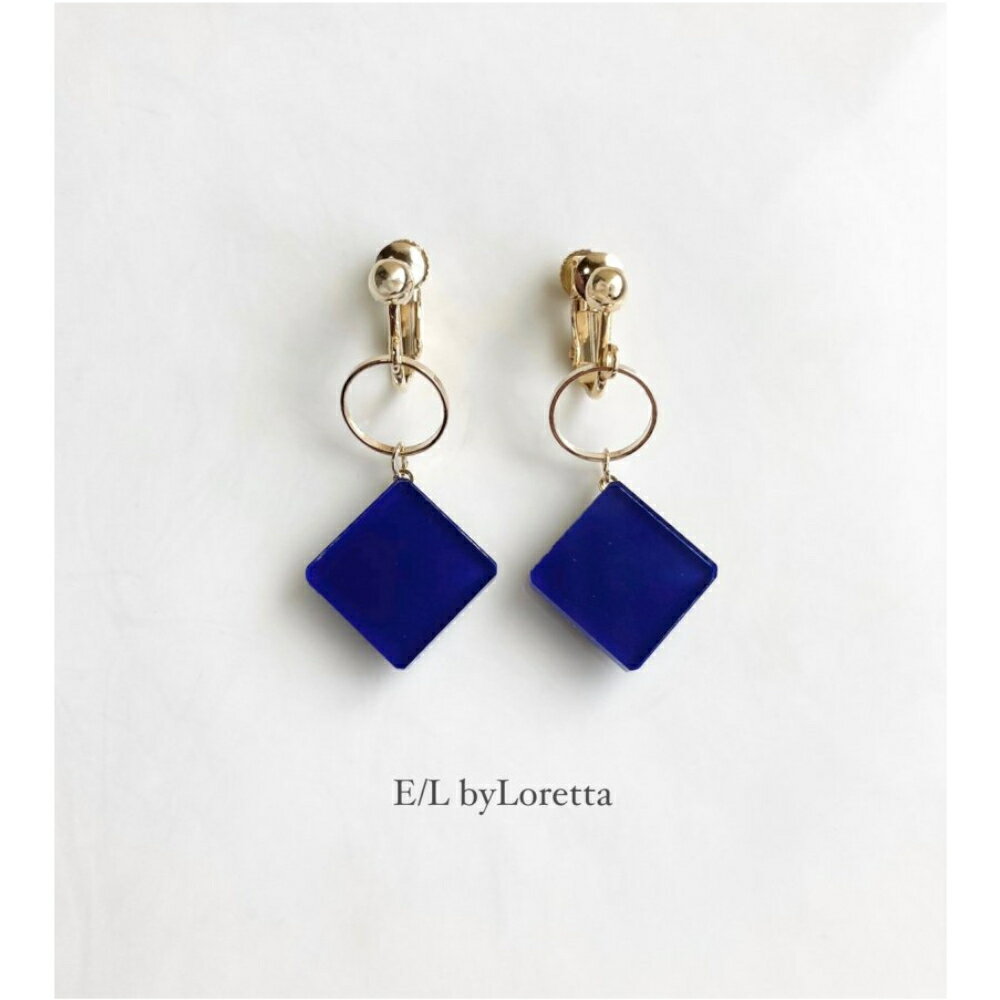 Color square hoop pierce/earring(Blue)E/L byLoretta EL Хå accessory ꡼롡ͳѡաס֥롼ġԥ󥰡ޯ󡡼顡ͤå׼ξåȡϥɥᥤ