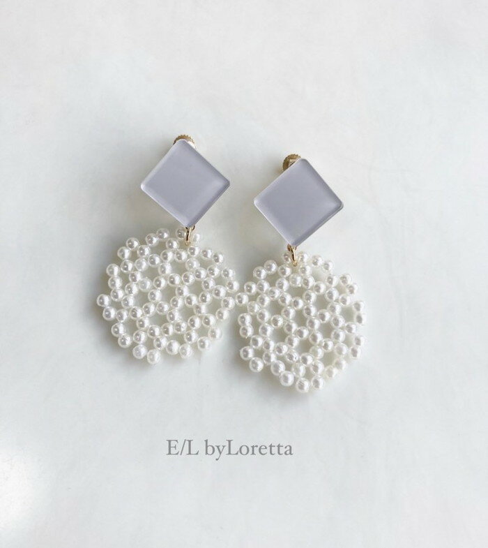 Color square  circle pierce/earring(Gray)E/L byLoretta EL Хå accessory ꡼ͳѡ롡ݡ졼졼ԥ󥰡󡡼顡ͤå׼ξåȡϥɥᥤ...