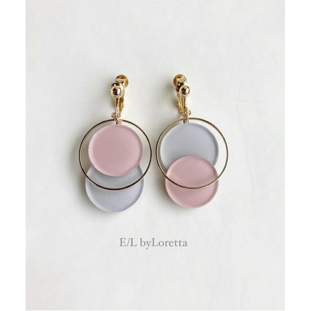 Asymmetry color pallet pierce/earring(PinkLight Gray)E/L byLoretta E...