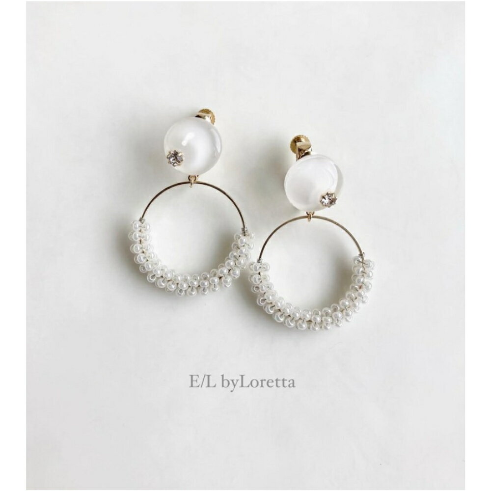 Mini circle beads hoop pierce/earring(White) [cc]E/L byLoretta EL Хå accessory ꡼롡ӡաסۥ磻ȡ򡡥ԥ󥰡󡡤ͤå׼顡ξåȡϥɥᥤ