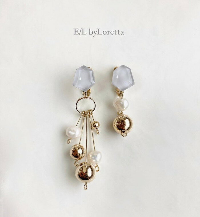 Asymmetry metal ball  øѡ KAKERA pierce/earring (Gray) [cc] E/L byLoretta EL Хå accessory ꡼ ȥ꡼᥿ܡ롡øѡ롡졼ԥ󥰡󡡼顡ͤåסξåȡϥɥᥤ