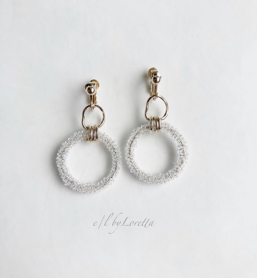 Rakuten - Crystal beads w ring pierce/earring(Clear)　アクセサリー　ピアス　イヤリング　透明　クリア　GOLD　ゴールド　金　レディース　女性　大人可愛い　かわいい　フェミニン　上品　お洒落　おしゃれ　カジュアル エルバイロレッタ　E/L byLoretta　E/L