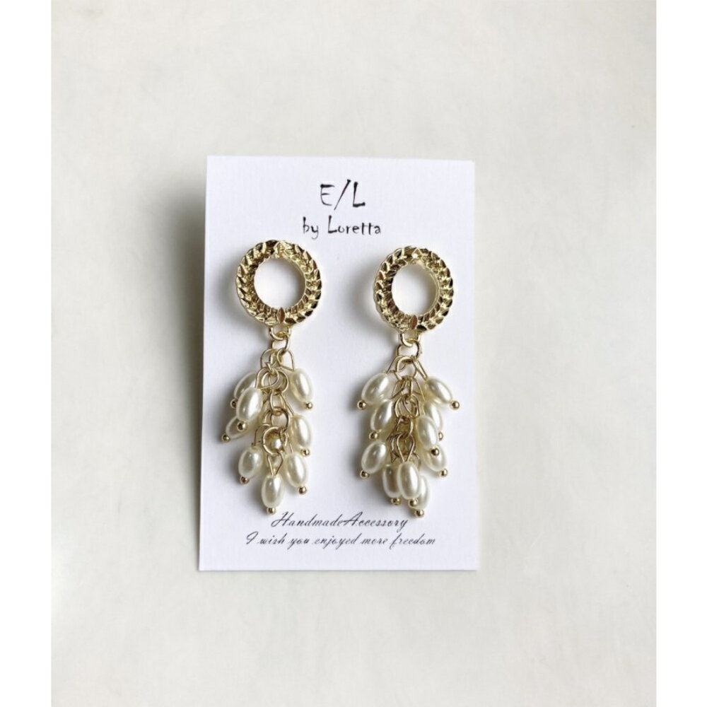 Amethyst - Pearl tassel pierce　E/L byLoretta EL エルバイロレッタ accessory アクセサリー 指輪　GOLD ゴールド　金　女性　レディース　お洒落　おしゃれ　ファッション　ハンドメイドアクセ　大人　コーディネート　金属　プレゼント