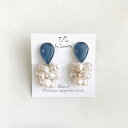 Shizuku 淡水パール tassel pierce/earring(Blue) 　E/L byLoretta EL エルバイロレッタ accessory アクセサリー　シズク　ドロップ　淡水パール　タッセル　ピアス　イヤリング　チタン　樹脂　ねじ式　クリップ式　両耳セット　ハンドメイド　お洒落