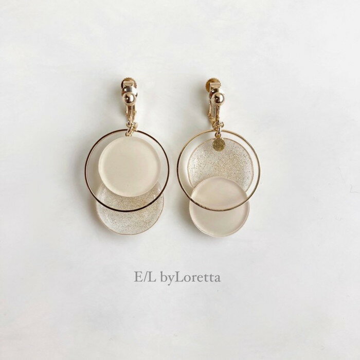 Asymmetry color pallet pierce/earring(IvoryGlitter) [cc]E/L byLoretta EL Хå accessory ꡼ȥ꡼ѥåȡܥ꡼򡡥åᡡԥ󥰡󡡼顡ͤå׼ξå