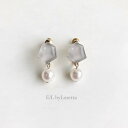 パールピアス Mini KAKERA pearl pierce/earring (Beige) [cc]　E/L byLoretta EL エルバイロレッタ accessory アクセサリー　カケラ　パール　ベージュ　ピアス　イヤリング　チタン　樹脂　ねじ式　クリップ式　両耳セット　ハンドメイド