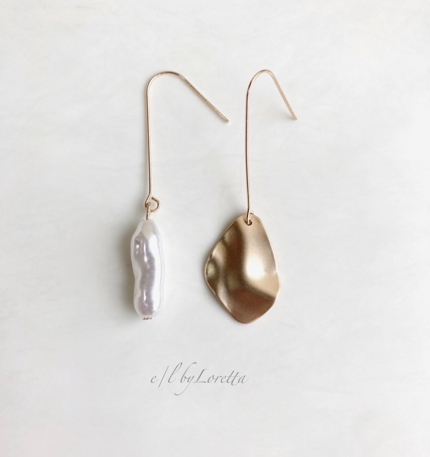 Rakuten - Pearl × mat metal plate pierce　アクセサリー　ピアス　GOLD　ゴールド　金　WHITE　ホワイト　白　大きめ　レディース　女性　大人可愛い　かわいい　フェミニン　上品　お洒落　おしゃれ　カジュアル エルバイロレッタ　E/L byLoretta　E/L
