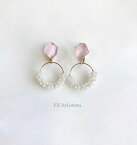 Mini KAKERA beads hoop pierce/earring (Pink)　アクセサリー　ピアス　イヤリング　PINK　ピンク　石竹色　レディース　女性　大人可愛い　かわいい　フェミニン　上品　お洒落　おしゃれ　カジュアル エルバイロレッタ　E/L byLoretta　E/L