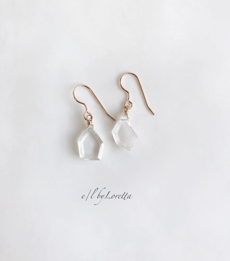 クリスタル(水晶) 14kgf KAKERA pierce/earring　アクセサリー　ピアス　イヤリング　水晶　ブラウン　レディース　女性　両耳　個性的　カジュアル　大人かわいい　ハンドメイド　手作り　14kgf　ネジ式　クリップ式　エルバイロレッタ　E/L byLoretta　EL
