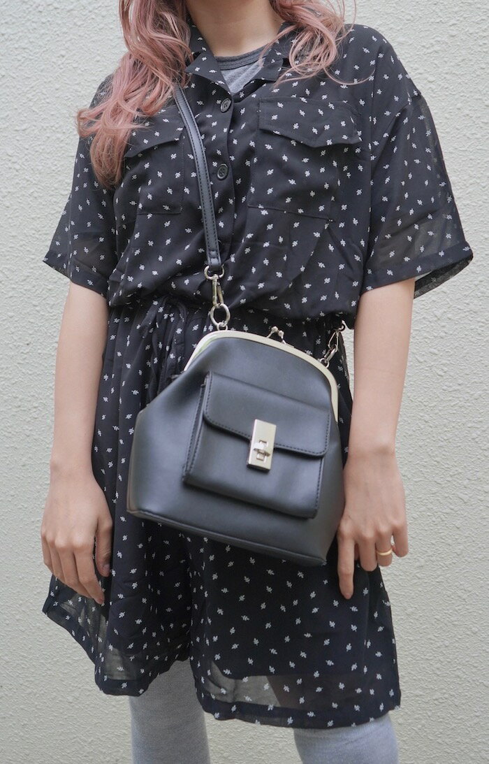 Leaf Pattern Shirts Combinaison (black)　レディース　ワンピース　コンビネゾン　オールインワン　キュロットワンピ　半袖　ブラック　黒　パンツ　女性　おしゃれ　お洒落　ファッション　洋服　アパレル　ブランド　A.D.G エーディージー
