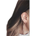 シルバー Silver Cross&Chain Pierced Earrings　レディース　アクセサリ　イヤリング　シルバー　両耳セット　クロス　チェーン　フープ　ピアス風　大ぶり　おしゃれ　お洒落　流行　トレンド　ブランド　ストリート　韓国ファッション　通販　ADG　A.D.G　エーディージー