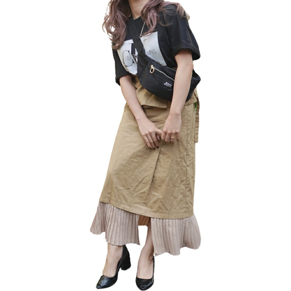 Pleats Switching Chino Long Skirt *with Belt (beige)@fB[X@XJ[g@{gX@O@}LV@x[W@`m@@@t@bV@uh@m@Ap@A.D.G ADG G[fB[W[@JWA@